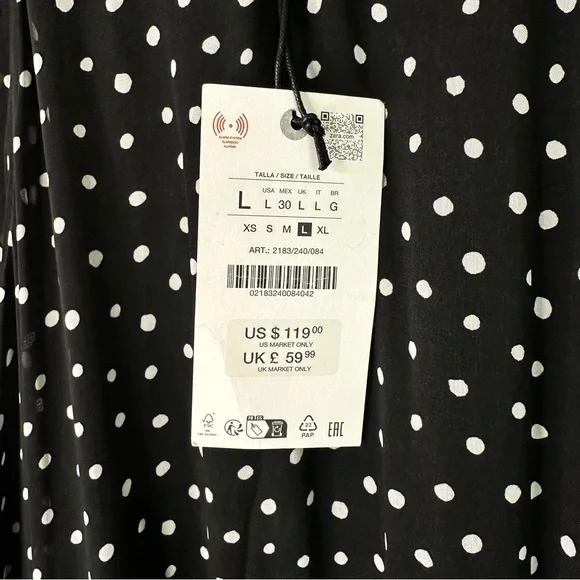 Zara ZW Collection Size Large Halter Polka Dot Sleeveless Midi Dress w/Scarf NEW - Picture 11 of 15